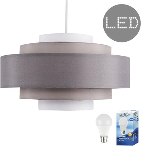 Modern 5 Tier Cylinder Ceiling Pendant Light Shade In A 3 Tone Grey