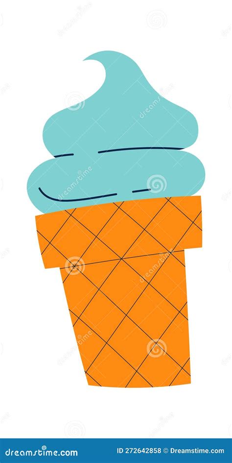 Soft Serve Ice Cream In Waffle Cone Stock Vector Illustration Of