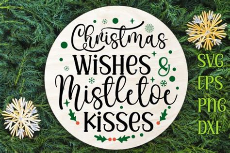 Christmas Round Sign SVG Mistletoe Kiss Graphic By Md Shahjahan