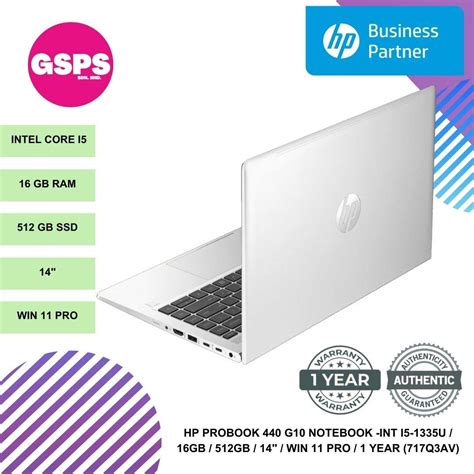 Hp Probook 440 G10 Notebook Int I5 1335u 16gb 512gb 14 Win 11 Pro 1 Year 717q3av