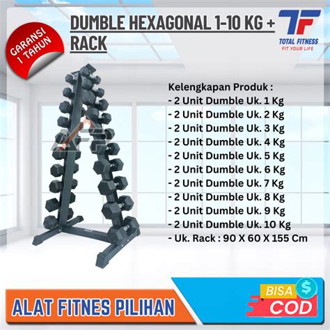 Jual Alat Angkat Beban Dumble Set Hexagonal 1 10 Kg Rack Segitiga