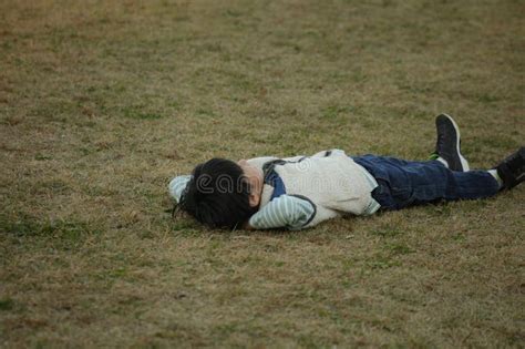 Boy Lying On The Grass Stock Image Image Of Smiling 324704441