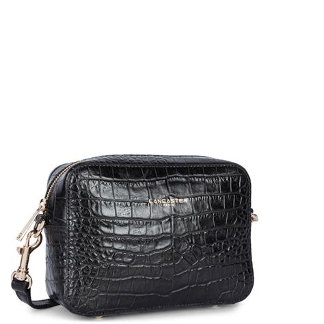 Lancaster Exotic Lizard And Crocodile Bag Reporter Black