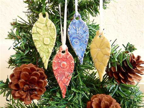 Ceramic Lace Teardrop Ornament Set Of Four By Queenbeepottery