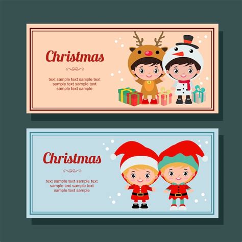 Disfraz navideño decoración infantil horizontal Vector Premium