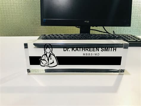 Acrylic Desk Name Plate Female Doctor Ooclas