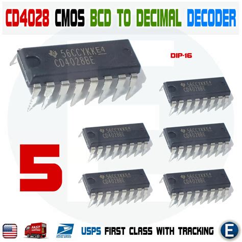 5pcs CD4028BE CD4028 CMOS BCD Decimal Decoder DIP 16 Binary Octal