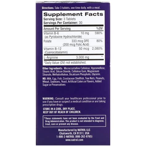 Natrol L Arginine Extra Strength 3000mg 90 Tablets U FitNutrition