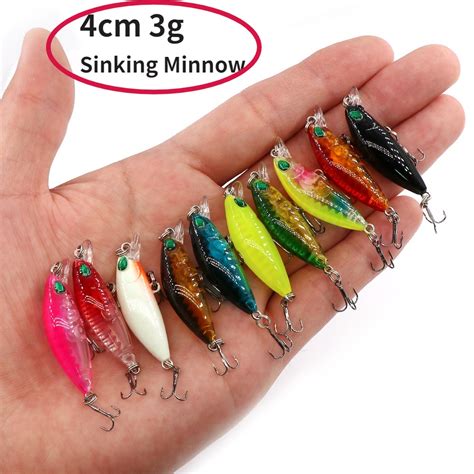 Fishing Lure 4cm 3g Mini Sinking Minnow Hard Artificial Bait 3d Eyes