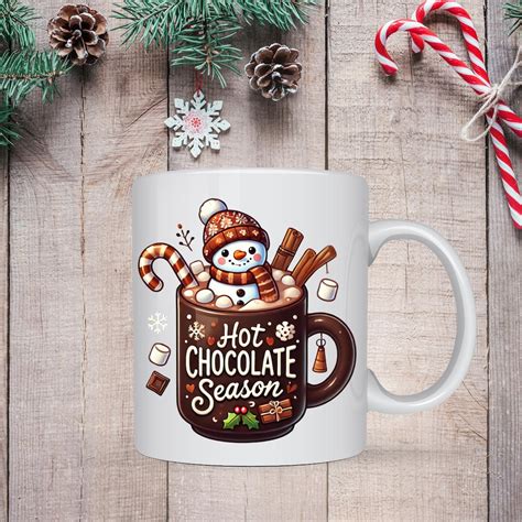 Snowman Hot Chocolate Mug Wrap Bundle Oz Mug Template Png Cozy Winter Mug Wrap Holiday