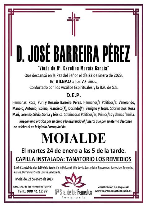 ESQUELAS VERÍN José Barreira Pérez