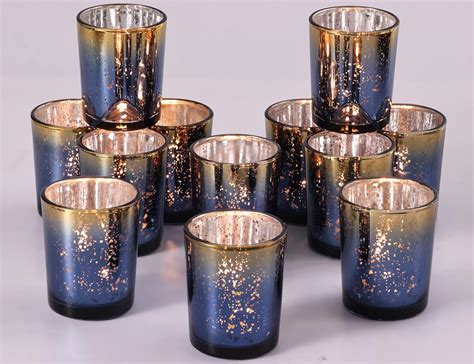 Volens Navy Votive Candle Holders Set Of 12 Speckles