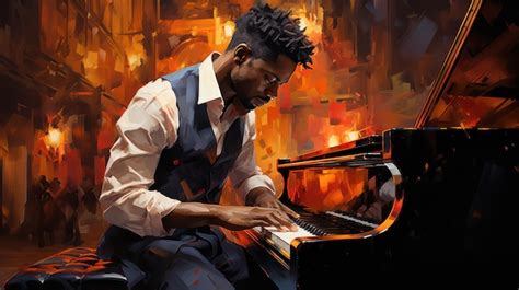 Premium AI Image | A digital painting of a man playing a piano