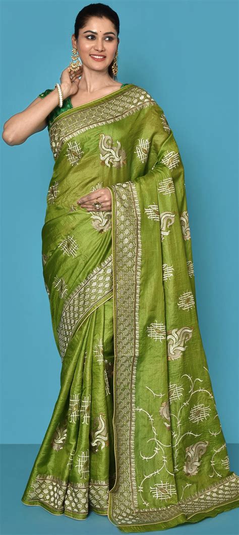 Bridal Traditional Wedding Green Color Banarasi Silk Silk Fabric