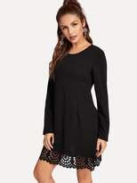 Shein Scallop Edge Laser Cut Dress ShopStyle