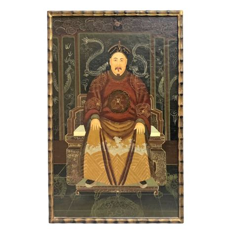 Emperor Portrait Chinese Art on Wood Vintage Oriental Decor - Etsy