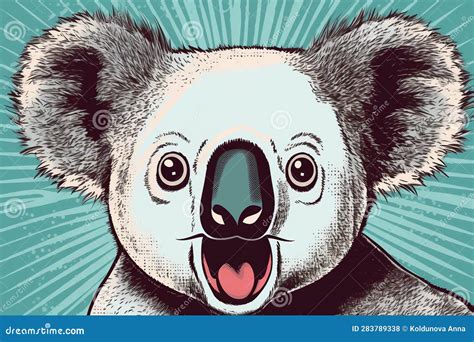 Wow Pop Art Surprised Koala Concept Of Sensationalism Created With