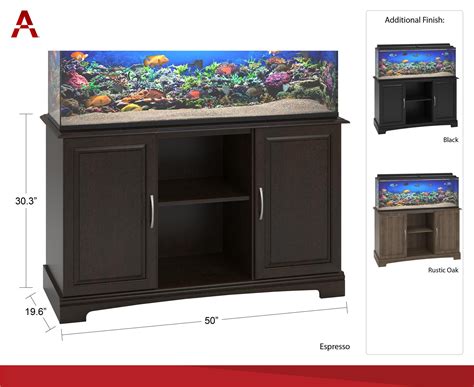 Ameriwood Home 50 - 75 Gallon Aquarium Stand Black Adjustable Open ...