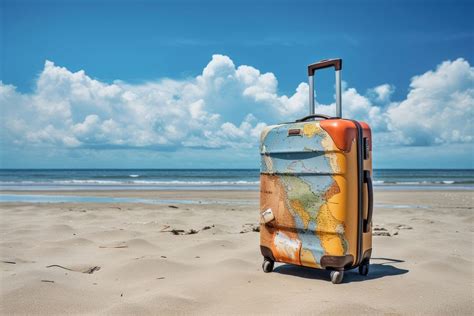 Suitcase luggage beach sunlight. | Free Photo - rawpixel