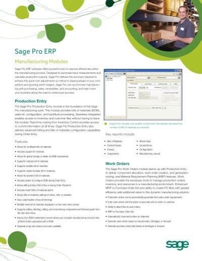 Sage Pro Erp Manufacturing Modules Cornerstone Consulting