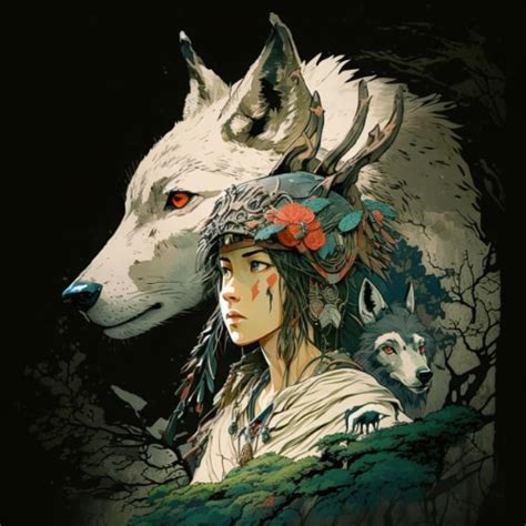 Princess Mononoke in the Art Style of Mamoru Hosoda