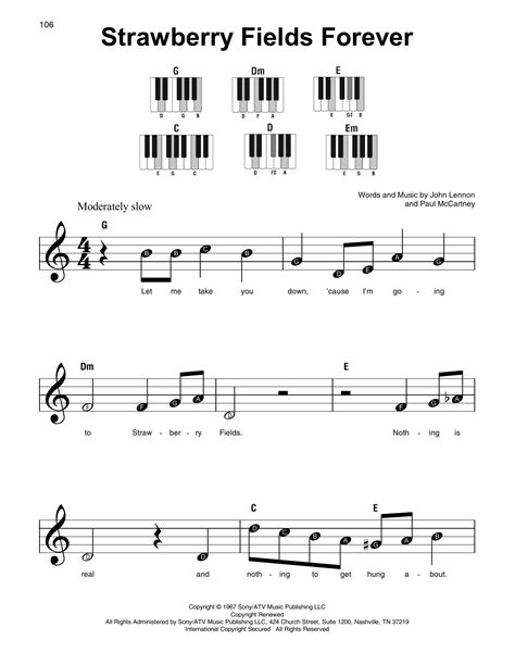 Strawberry Fields Forever By The Beatles Sheet Music For Super Easy Piano At Sheet Music Direct