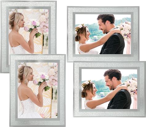 Apacali 4 Pcs 7x5 Photo Frames Silver Picture Frames Wedding Photo Frame 4 Pack Decoration