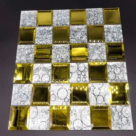 Decorated Decorative Design Shiningmirrorglass Mosaic Tile For Wall Decoration Glass