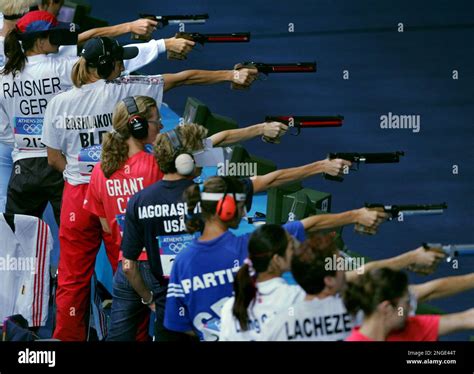 Athletes Shoot During The First Stage Of The Women S Modern Pentathlon