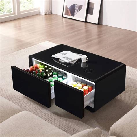 J E Home 41 5in Rectangle ABS Modern Smart Coffee Table With Built In