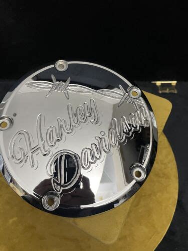 HARLEY DAVIDSON CHROMED 5 HOLE CUSTOM HAND ENGRAVED DERBY COVER LARGER