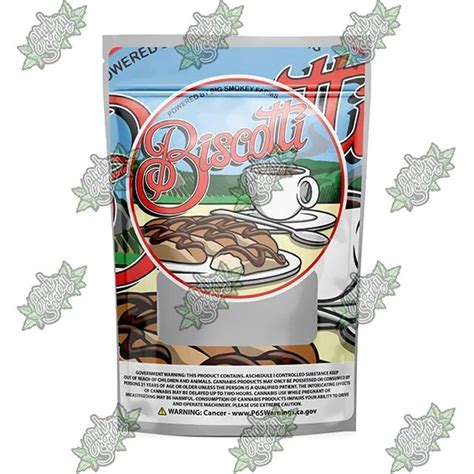 Big Smokey Farms Biscotti Mylar Bag Sticker High Society Packaging