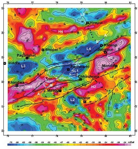 Terrain Corrected Bouguer Anomaly Map Of The Central India At 5 MGal