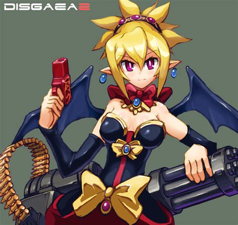 Safebooru 1girl Ammunition Belt Bare Shoulders Bat Wings Blonde Hair