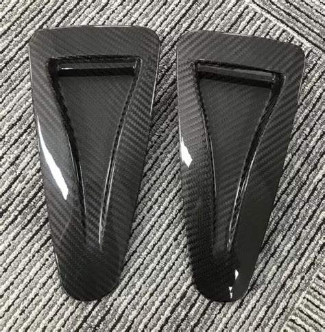 Real Dry Carbon Fiber Car Hood Vents Ducts Inlet Cover For Nissan R