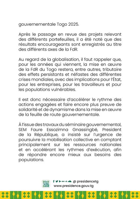 Présidence Togolaise Togolese Presidency on Twitter Les travaux du