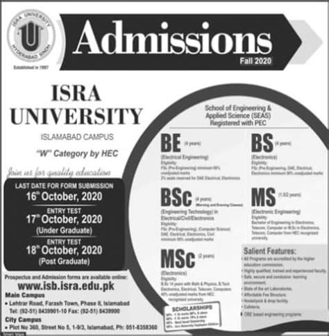 Isra University Islamabad Campus Admission Fall 2020