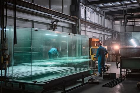 A Glass Manufacturing Plant With Workers Operating Hightemperature