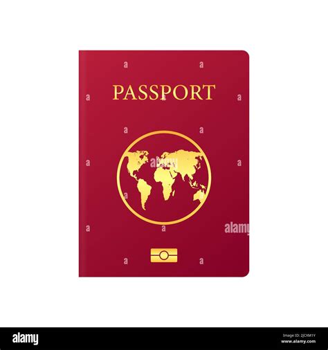 Vector International Passport Cover Template Red Passport On White