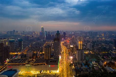 Aerial Photography Of Wuhan International Plaza Background Wuhan City