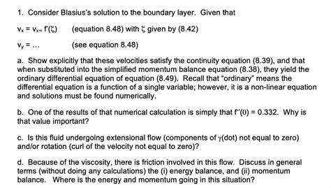 1 Consider Blasiuss Solution To The Boundary Layer