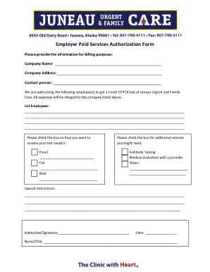 Fillable Online Employer Paid Services Authorization Form Fax Email