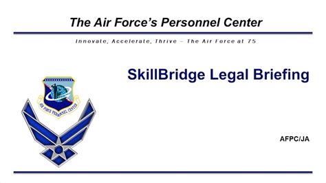 Afpc Skillbridge Program Legal Briefing Youtube