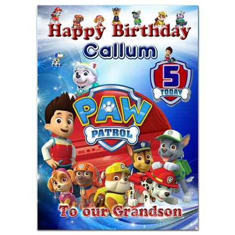 C Large Personalised Birthday Card Custom Made For Any Name Paw