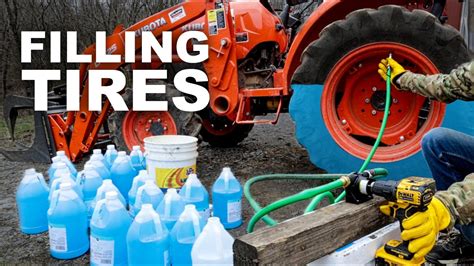 Filling Tractor Tires Ballast Quick And Easy Kubota L3901 L3301