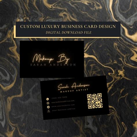 Custom Luxury Business Cards Design Gold Black Minimal Etsy