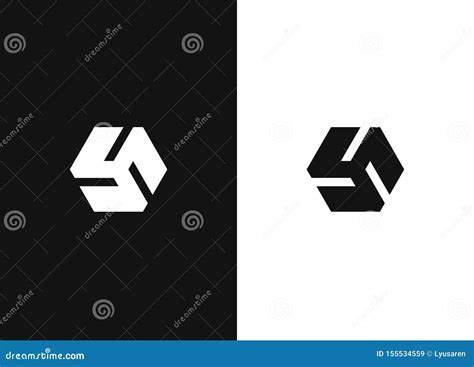 Logotipo Geom Trico Hexagonal De Minimalistic Versi N Blanca Negra