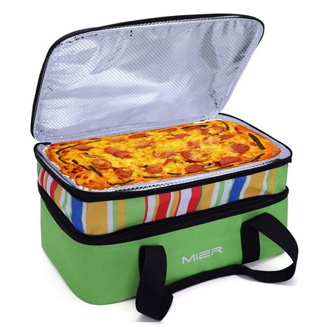 Mier Insulated Double Casserole Carrier Thermal Lunch Tote For Potluck Parties Picnic Beach