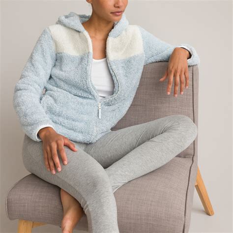 Kurze Jacke Aus Fleece Homewear Blau Meliert Ecru La Redoute