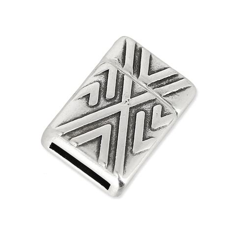 Fermoir aimanté motif chevron 20x14 mm pour lacet 10 mm Placage Argent